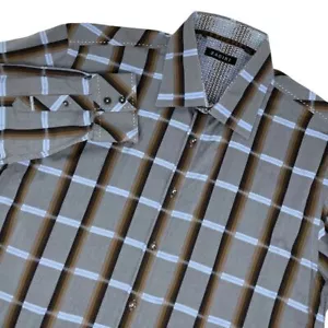 Camicia uomo Zagiri 2XL grigia e marrone manica lunga con bottoni - Foto 1 di 6