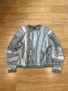 Vintage Coogi Sweater Textured 3D Blue Green Size XL - Picture 1 of 11