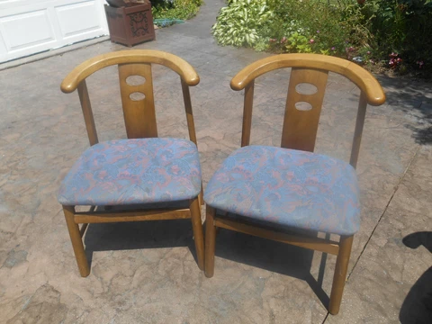 Pair of Vintage Asian James Mont Style Teak Side Chairs Cover