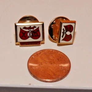 2 CHI LAMBDA PINS PAST PRESIDENT 24k GOLD FILL mit STEIN + VINTAGE FROTTEE - Bild 1 von 6