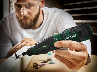 Parkside 12V Cordless Rotary Multi Tool Precision Drill Grinder +50 Accessories  - Image 1 of 4