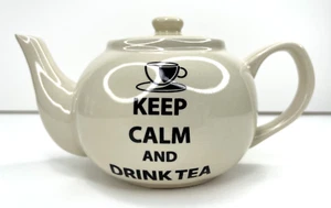 Teiera avorio "Keep Calm and Drink Tea" The Old Pottery Company serve 2 tazze - Foto 1 di 12