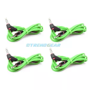 4X 4FT 3.5MM AUX L JACK MALE AUDIO STEREO CABLE GREEN FOR IPHONE 5S 5C IPOD NANO - Picture 1 of 1