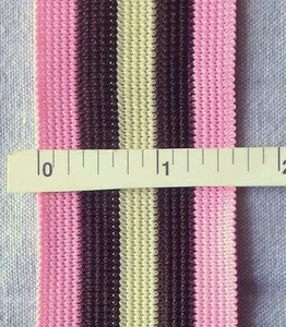 Elástico a rayas anchas 1 5/8" 43 mm rosa/marrón/blanco VENDIDO POR YARDA - Imagen 1 de 1