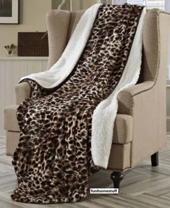 CHEETAH SKIN PRINT Soft Cozy Sherpa Luxury Throw Light Weight Blanket 50" x 70" - Picture 1 of 4