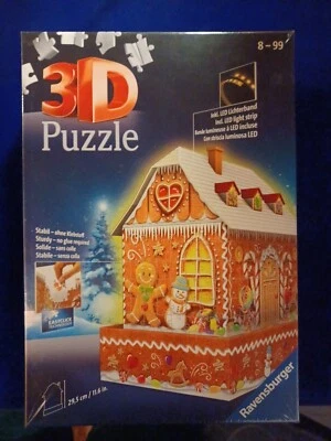 3d 拼图拼图姜面包屋带 LED 灯。 — 第 1/2 张图片