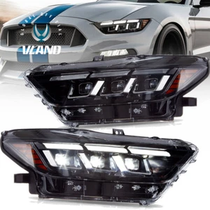 VLAND LED Projector Headlights For 2015-2017 18-2023 Ford Mustang GT Front Lamps - Picture 1 of 28