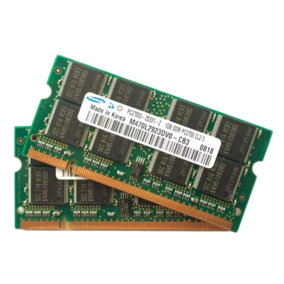 Sumsung Memory PC-2700S DDR 333MHz 1GB M470L2923DV0-CB3 Laptop Memory Module - Image 1 of 1