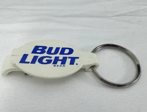 BUD LIGHT Blue White Beer Bottle Opener Key Fob Ring Vintage Keychain by EVANS - Picture 1 of 5