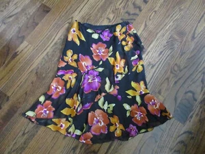Jones New York 100% Silk Flare Skirt Layered Sequin Floral Hawaiian Sz 6 ~ NEW - Picture 1 of 7