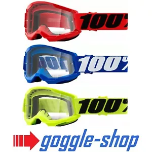 KIDS 100% STRATA 2 YOUTH MOTOCROSS MX BIKE MTB GOGGLES -CLEAR LENS - Picture 1 of 4