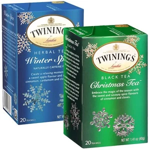2 Pack - Twinings Winter Spice Herbal & Christmas Black Tea Bags, 20 Count - Picture 1 of 1