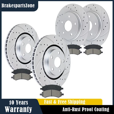 Front Rear Brake Rotors Pads fit for Chrysler Town & Country 2008-2012 Slotted - Image 1 of 4