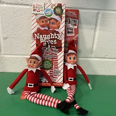 Naughty Christmas Elves Behavin Badly Twin Pack Boy & Girl for Shelf Fun & Games