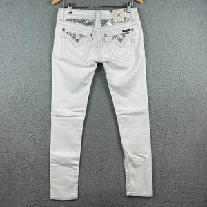 MISS ME SIGNATURE SKINNY White Jeans Sequins Embroidered JP628193 WT 01 Size 28 - Picture 1 of 16