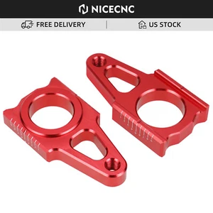 Billet Rear Chain Adjuster Axle Blocks For Honda CRF250R CRF450R 2002-2023 Red - Picture 1 of 5