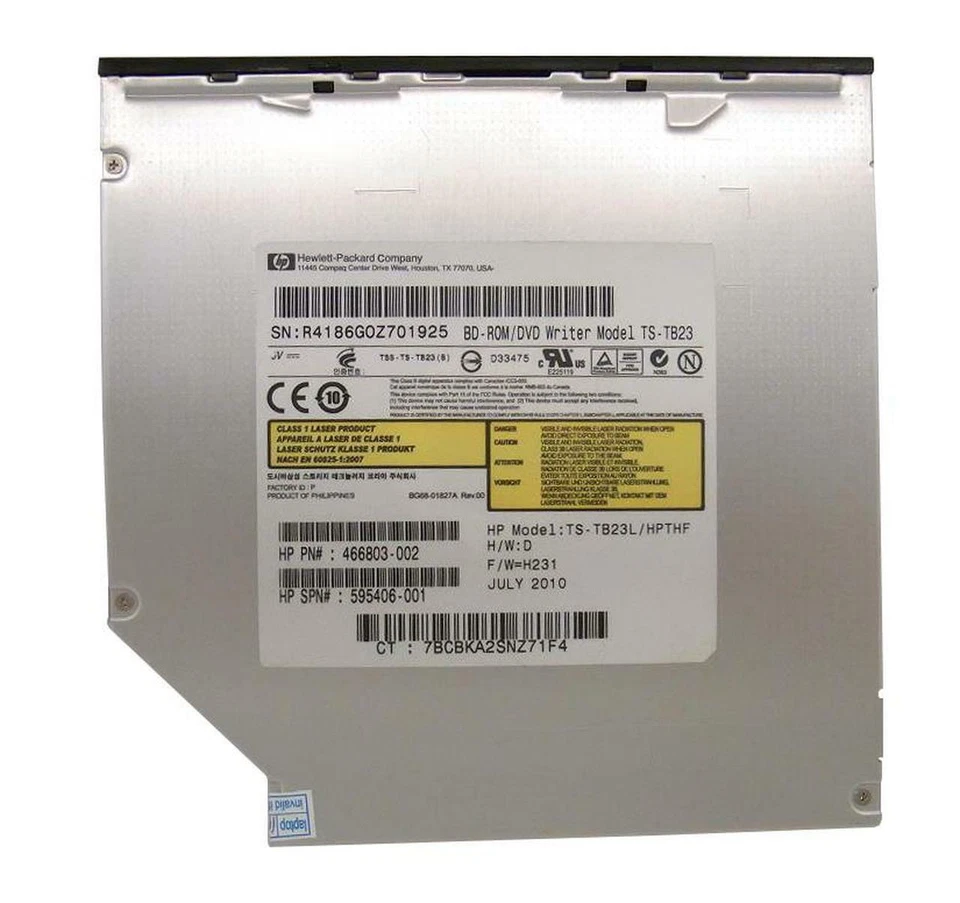 HP TS-TB23 Slot Load Blu-ray BD-ROM / DVD Rewriter Drive Burner 12.7mm SATA - Image 1 of 1