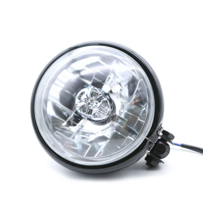 Montaje inferior de faros redondos calavera negra para Harley Honda Kawasaki Universal Foto 1 de 4