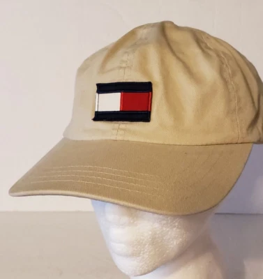 Tommy Hilfiger Caja Bandera Logo Vintage Años 90 Papá Sombrero Gorra Cuero Correa Foto 1 de 4