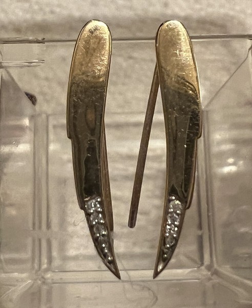 Adina Reyter Curve Pave Gold Earrings 