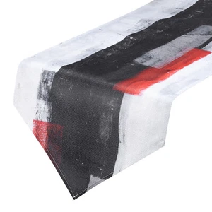 Tischläufer 72" x 13" Schwarz Modern Art Sackleinen Tischläufer Schwarz und Weiß - Bild 1 von 6