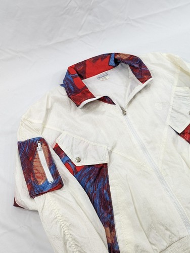 OFF WHITE Giacca da donna vintage Sergio Tacchini taglia 6 bianca cerniera intera giacca frangivento