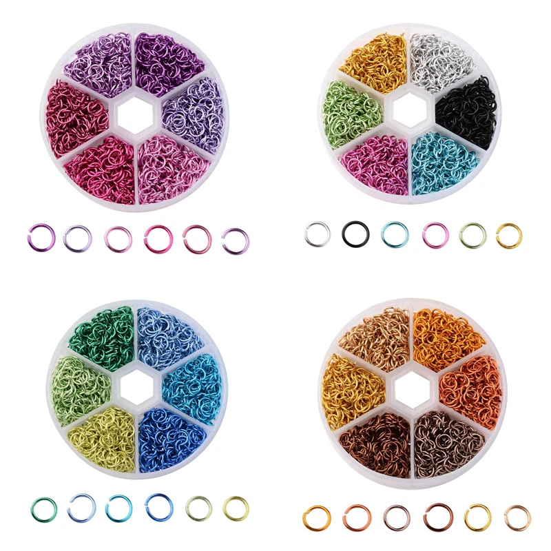 1080 piezas/caja de anillos de salto abiertos de aluminio kit de 6 colores fornituras de bucle sin soldadura 6x0,8 mm Foto 1 de 1