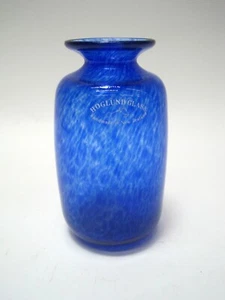 Hoglund Art Glass Vase Blue Bud New Zealand Signed 3 5/8" Cobalt Swirl 1994 - Picture 1 of 4
