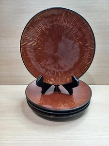 Target Home LOTUS GROVE Brown Salad Plates 8 1/2" Bamboo Reactive Set of 4 - Picture 1 of 3