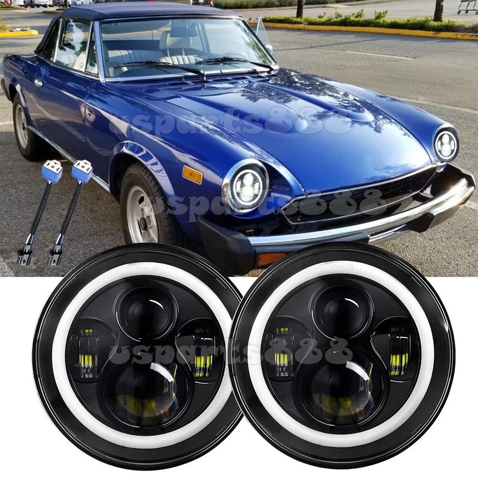 2 PIEZAS Fit FIAT 124 Spider 1966-1985 7" Faro LED DRL haz alto/bajo + intermitente Foto 1 de 4