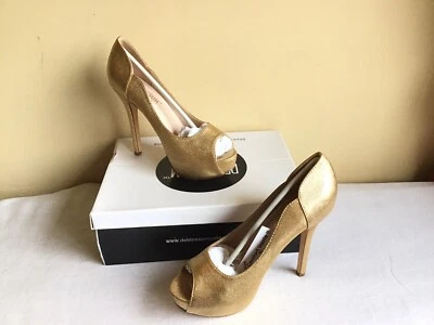 Nuevo Mujer Colección De Blossom Dorado Brillo Puntera Abierta Stiletto Tacones Altos 10 Foto 1 de 4