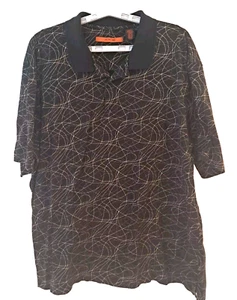 AX:S Poloshirt Herren XXL schwarz mit geometrischem Muster 100% mercerisierte Baumwolle.. - Bild 1 von 6