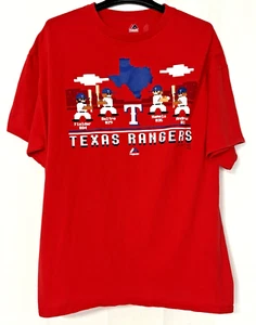 Majestic Official MLB Licensed Red Texas Rangers Video Game Style T-Shirt - 2XL - Picture 1 of 6