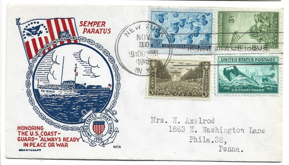 1946 FDC,  U.S. COAST GUARD COMBO COVER, SMARTCRAFT - Image 1 of 1