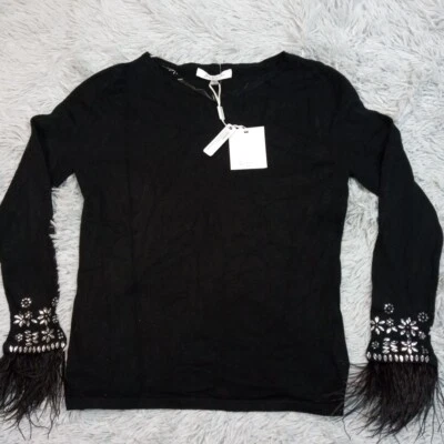 Женская рубашка Siani Milano XS черная повседневная с драгоценными камнями топ легкая вестерн новая - Изображение 1 из 4
