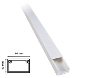 2 mt Canalina per cavi elettrica 60x40 mm in plastica passacavi bianco coprifili - Foto 1 di 4