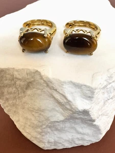 Tiger's Eye Gold Dangle Drop Earrings ~ 150 - Imagen 1 de 4
