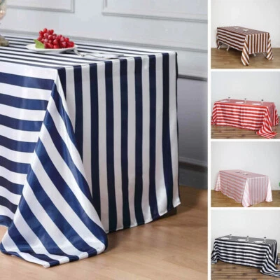 90x156-Inch Satin Stripes Rectangular Tablecloth Wedding Party Event Linens - Image 1 of 4