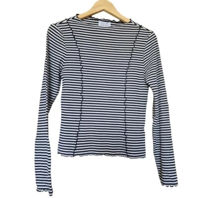 & other stories white/black ribbed long sleeve topSz large  uk 12 - Image 1 of 4