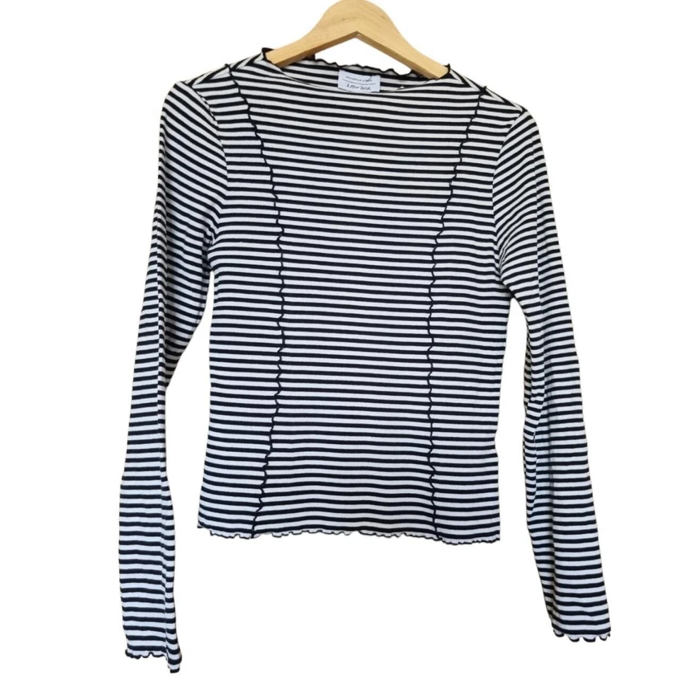 & other stories white/black ribbed long sleeve topSz large  uk 12 - Image 1 of 4