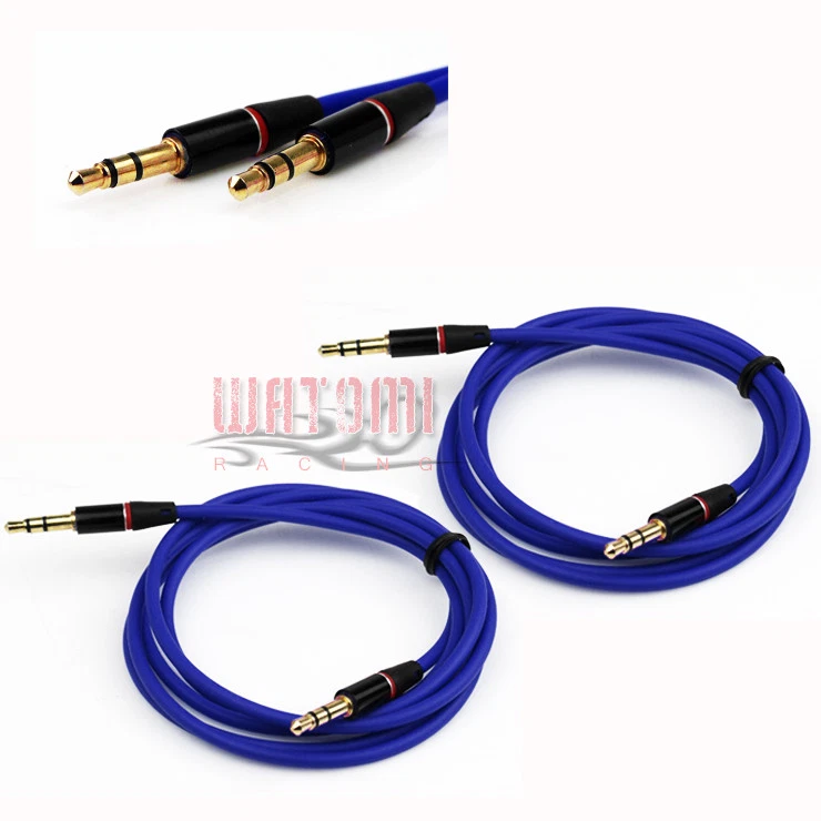 2X 3.5MM AUX MALE AUDIO EXTENSION CABLE CORD BLUE FOR GALAXY S4 S3 NOTE 3 NEXUS - Image 1 of 1
