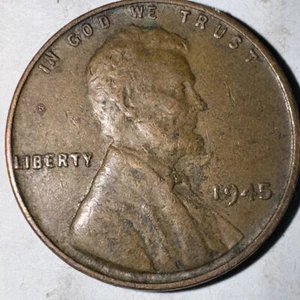 Centavo de trigo 1945 sin marca de ceca circulado EXTREMADAMENTE RARO - Imagen 1 de 2