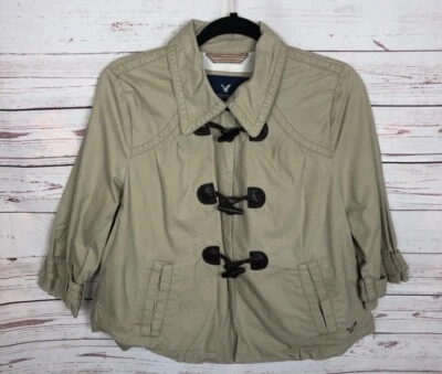 American Eagle Outfitters Talla M Chaqueta Marrón Claro Abrigo Guisante Palanca Foto 1 de 4