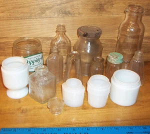 Old Glass Bottles & Jars - 15 Pc Asst - Different Sizes & Colors..............d - Picture 1 of 9