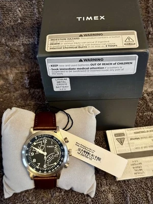 Timex Waterbury Fly Back Chronograph GMT Quartz Blue Dial - TWG030000QY - Image 1 of 4