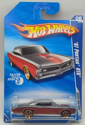 Pontiac GTO 2010 Hot Wheels '67 más rápido que nunca - gris y rojo - excelente tarjeta Foto 1 de 4