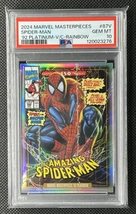2024 Marvel Masterpieces '92 Platinum Spider-Man Variant Rainbow #87-V PSA 10 - Picture 1 of 2