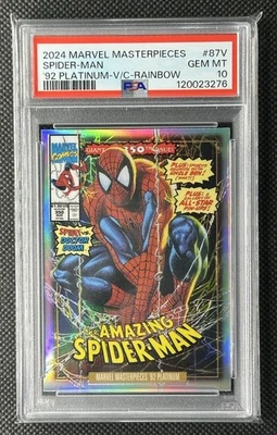 2024 Marvel Masterpieces '92 Platinum Spider-Man Variant Rainbow #87-V PSA 10 - Image 1 of 2