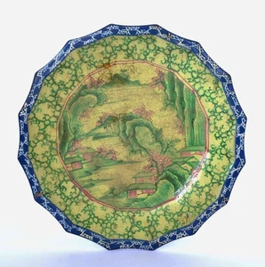 1900's Chinese Yixing Zisha Enamel Plate Dish Landscape - Picture 1 of 10
