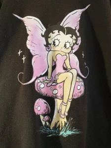Fairy🧚Betty Boop Goodie Two Sleeves Mushroom Cute Sweatshirt XL~51"Bust~LS~VGC! - Picture 1 of 9